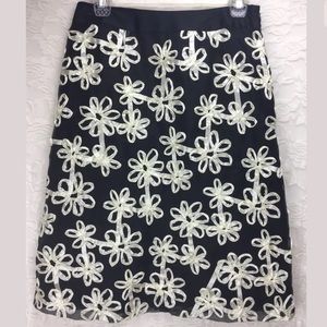 Etcetera Black & White 100% Silk Floral Skirt